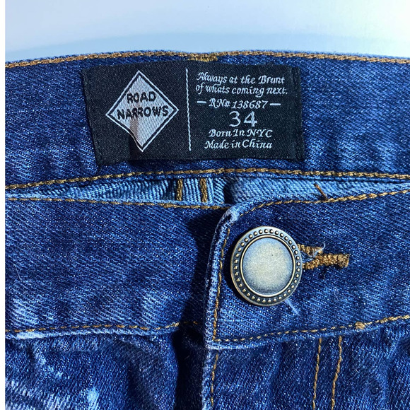 Road Narrows NYC Distressed Bleached Y2K Jeans Men's Size 34 - Picture 7 of 11